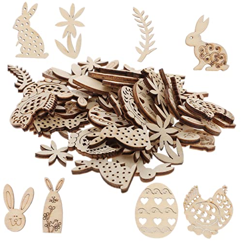 SEWOART 200 Stück Ostern Holzspäne Kind Schmücken Dinge Zu Malen Kaninchen Hasenhandwerk Drinnen Etikett Ornament Dekorationen Für Häschenausschnitt Leerzeichen Lackierbar Schild Klein von SEWOART