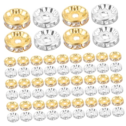 SEWOART 200 Stück Rondelle Spacer Beads Rund Glänzend Silber Gold Schmuckzwischenperlen für DIY Armbänder Halsketten Ohrschmuck Basteln Zubehör SEWOART 200 Stück Rondelle Spacer Beads Rund Glänzend Silber Gold Schmuckzwischenperlen für DIY Armbänder Halsketten Ohrschmuck Basteln Zubehör von SEWOART