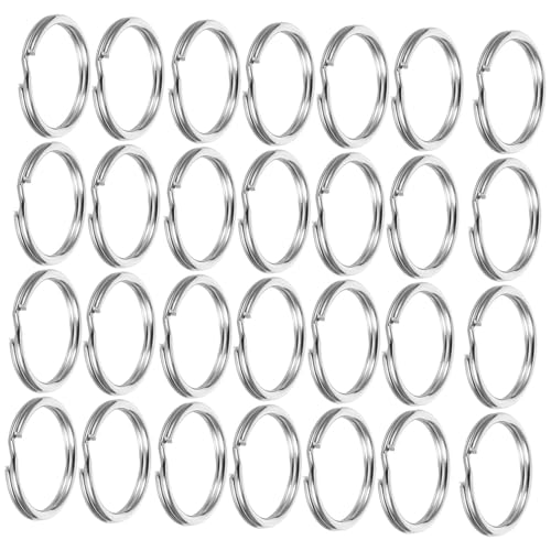 SEWOART 200 Stück Schlüsselringe Flach Robust für DIY Bastelprojekte Einzelne Runde Keychain Clips Langlebige Schlüsselhalter Silberfarbene Verbindungselemente von SEWOART