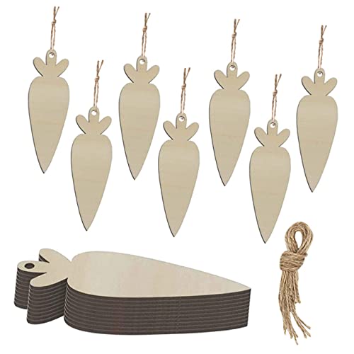 SEWOART Stück Teiliges Holz Hängeschilder Karottenform Diy Ostern Holzornamente für Dekoration Natürliche Holzscheiben für Festlichkeiten und Bastelprojekte von SEWOART