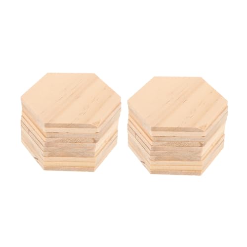 SEWOART 25 Hölzerne Dekorative Holzscheiben Hochzeit Vorhandene Etiketten Holzig Leere Ornamente Schmucklos Gegenwärtig Sechseckige Ausschnittformen Hexagon Dekorationen Weiß Party von SEWOART