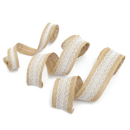 SEWOART 27 Stück Sackleinenband seidenband ripsband bastelkasten wedding decor bandalette bandfeile Hochzeitsdekor Basteln Spitzenbesatz Dekorationen Hochzeit Sackleinen Blumen Juteband von SEWOART
