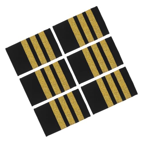 SEWOART 3 Paare Goldene Pilotenschulterklappen Woven Tape Epauletten Balken Airline Uniform für Piloten Kapitäne Crewmitglieder und Auszubildende SEWOART 3 Paare Goldene Pilotenschulterklappen Woven Tape Epauletten Balken Airline Uniform für Piloten Kapitäne Crewmitglieder und Auszubildende von SEWOART