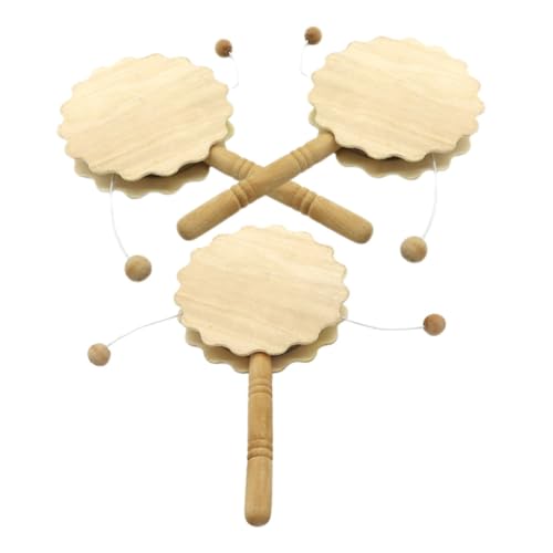 SEWOART Holzrasseltrommel DIY Unbehandelt Kinder Musikinstrument Schreibtischornament Handwerk Holzinstrument von SEWOART