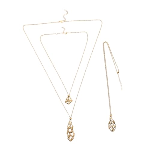 SEWOART 3 Stück Teiliges Verstellbares Halsketten mit Design Leerer Steinhalter und Geflochtenem Netzkäfig für DIY Schmuckherstellung und Basteln von SEWOART