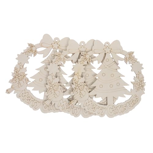 SEWOART 3 Stück Unlackierte Holzkranz Anhänger Kordel zum Bemalen Natürliche Baumhänger Holzplatten für DIY Weihnachtsdeko Familienfreundliche Bastelornamente für Tür und Baum von SEWOART