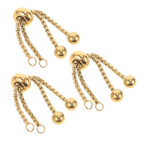 SEWOART 3 Stück Verstellbares Slider Armband Gold Edelstahl Verlängerungsketten mit Kugelenden Vakuumvergoldet Verstellbar für Damen DIY Schmuckherstellung und Basteln von SEWOART