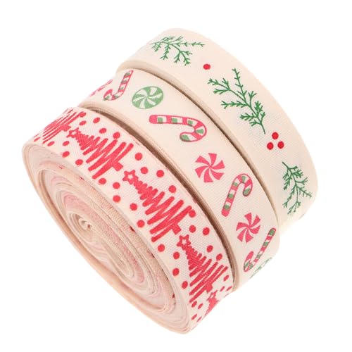 SEWOART 3 Stück Weihnachtsbonbonband Weihnachtsbonbonband Weihnachtsband Geschenkband Geschenkverpackungsband Geschenkverpackungsband Weihnachtskranzband Verpackungsband von SEWOART