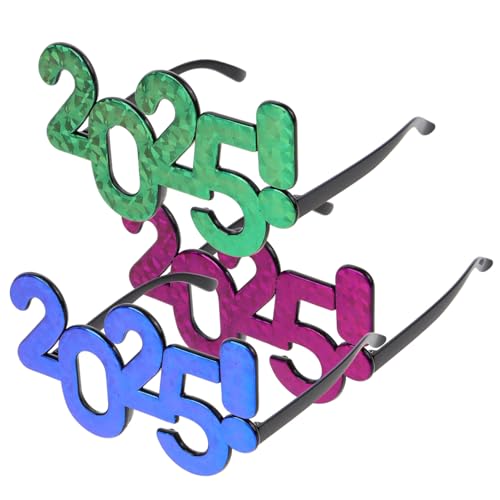 SEWOART 3 Stück lustige Brille 2025 Brille Neujahrsstütze Sonnenbrillenneuheit 2025 Brillen 2025 Jahre party zubehör party dekoration Partybrillen für das neue Jahr Partyzubehör Plastik von SEWOART