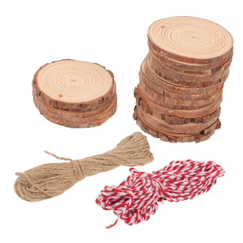 SEWOART 30 Stück Runde Scheiben Aus Kiefernholz Holzornamente Holzbastelbedarf Rundes Holz Mit Loch Holzrohlinge Zum Basteln Natürliche Holzscheiben Mit Löchern Holzscheiben von SEWOART