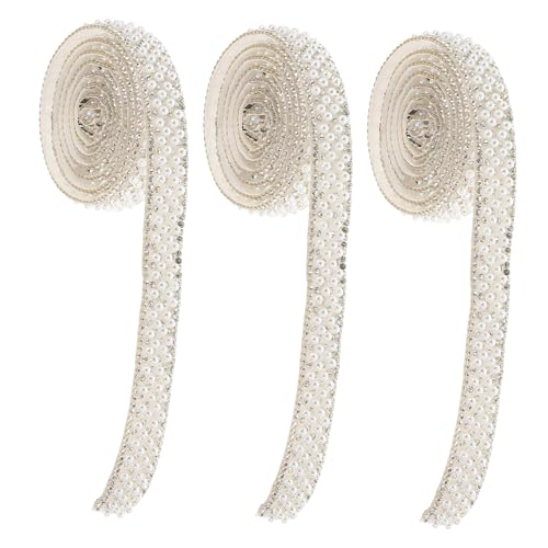 SEWOART 3Rollen Perlen Strassband Selbstklebend Luxuriöses Haltbares Dekorationsband für Feiern Party und Bastelprojekte Vielseitiges Schmuckband für Kleidung und Accessoires SEWOART 3Rollen Perlen Strassband Selbstklebend Luxuriöses Haltbares Dekorationsband für Feiern Party und Bastelprojekte Vielseitiges Schmuckband für Kleidung und Accessoires von SEWOART