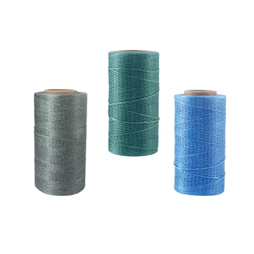 SEWOART 3Stücke Gewachste Nähschnur für Lederhandwerk DIY Wachsfaden Grün und Himmelblau für Buchbindung und Reparaturen von SEWOART