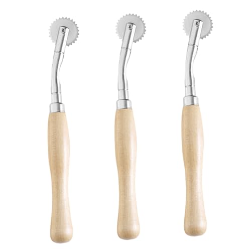 SEWOART 3Stücke Stoffnähwerkzeug Professionelles Serrate Scanning Line Wheel mit Holzgriff für Präzise Markierungen und Abstandshalter für Nähprojekte und Textilanwendungen von SEWOART