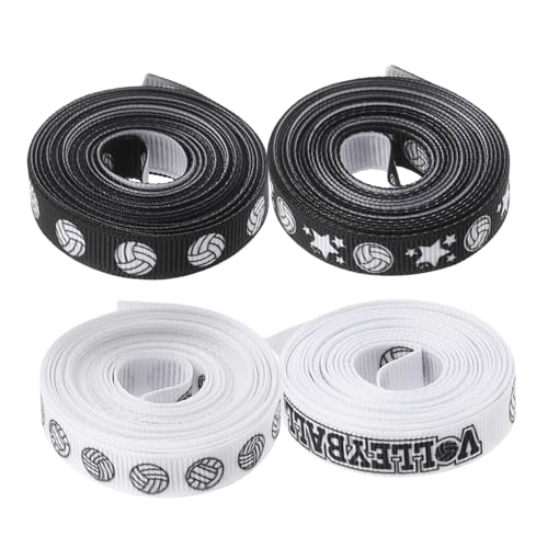 SEWOART 4 Rollen Volleyball Druckband Set Polyesterband für Partydekorationen Cheerleading Geschenkbänder und DIY Bastelbedarf und Vielseitig Einsetzbar von SEWOART