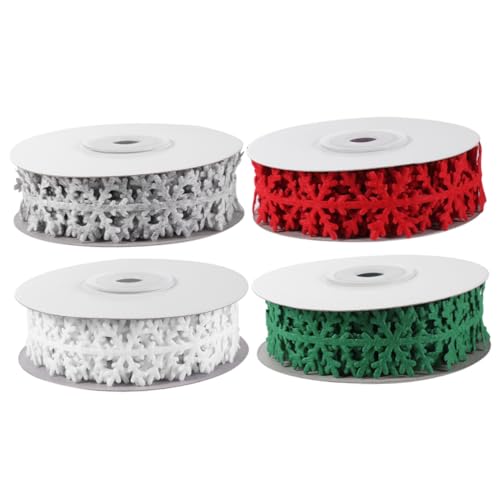 SEWOART 4 Rollen Weihnachtsdeko Geschenkband À Farbige Dekorationsbänder Rot Grün und Weiß für Bastelarbeiten Verpackungen und Feiertagsdekorationen von SEWOART
