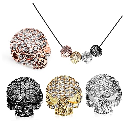 SEWOART 4 Stck. Schädelköpfe Perlen für Diy Schmuckherstellung Halloween Dekoration für Armbänder Ohrringe Metallmaterial in Schwarz Gold Roségold Silber SEWOART 4 Stck. Schädelköpfe Perlen für Diy Schmuckherstellung Halloween Dekoration für Armbänder Ohrringe Metallmaterial in Schwarz Gold Roségold Silber von SEWOART