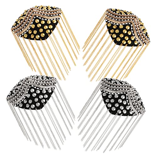 SEWOART 4 Stück Epauletten Anstecknadel Epauletten Für Männer Schulter Epauletten Schmuck Herren Epauletten Schulterschmuck Quastenkette Epauletten Punk Epauletten Metallquaste von SEWOART