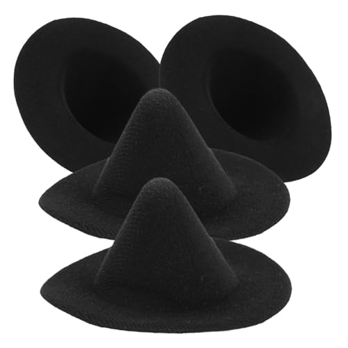 SEWOART 4 Stück Halloween Zaubererhut Kostüm Hexenhut Tortenaufsatz Feengarten Zubehör Puppenhexenhut Halloween Puppenhaus Zubehör Hexenhut Dekorationen Miniatur Hexenhüte von SEWOART