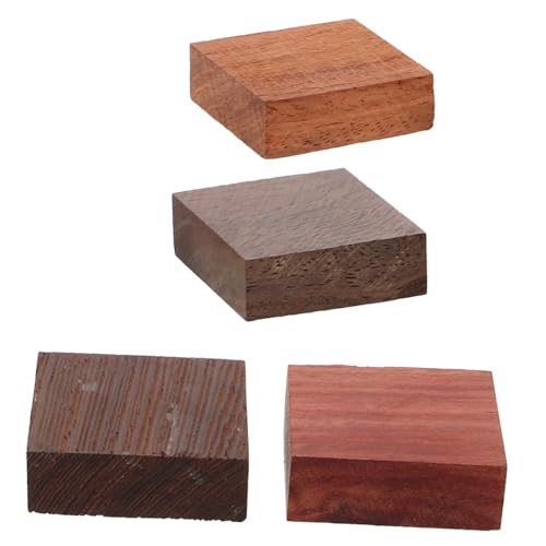 SEWOART 4 Stück Teiliges Holzrohling für DIY Fingerringe mit Exotischen Hölzern Wie Windmühlenholz Burmesischem und Zambischer Blutpflaume Natürliche Holztexturen für Holzarbeiten und von SEWOART