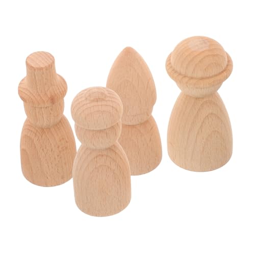 SEWOART 4 Stück Teiliges Unfertige Holzpuppen zum Basteln Diy Holzfiguren für Kreative Unbemalte Peg Dolls für Malprojekte und Dekorationen von SEWOART