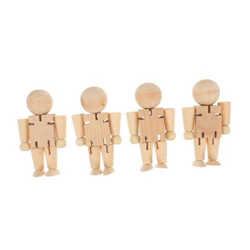 SEWOART 4 Stück Teiliges Unlackierte Holzroboter Dekoration Diy Peg Puppen für Kreative Bastelprojekte Unvollendete Figuren für Erwachsene Robuste Holzmaterialien von SEWOART