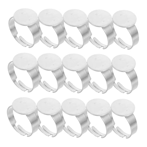 SEWOART 40 Stück Blank Ringrohlinge Flache Runde Ringschienen Basis Einstellbar DIY Schmuckherstellung Cabochon Lünette Tray für Damen Kreative Gestaltung von SEWOART