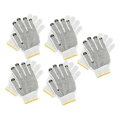 SEWOART 5 Paare Rutsch Handschuhe aus Baumwollgarn Hitzebeständig und Thermisch Isolierend Schutz bei Grillen Gartenarbeit und Heimdekoration Robuste PVC Beschichtung von SEWOART