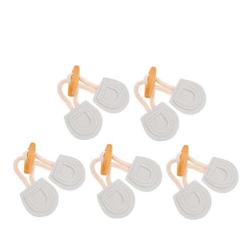 SEWOART 5 Paare Vintage Horn Knebelknöpfe mit Kunstleder für Mäntel Pullover Jacken Langlebige Sichere Verschlüsse Vielseitig Einsetzbar Stilvolles Design für Winterkleidung von SEWOART