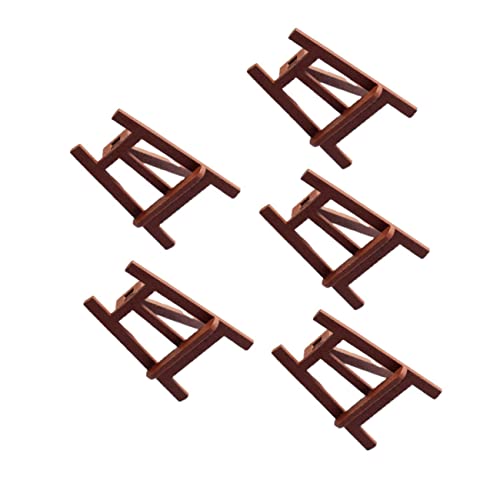 SEWOART 5 Stück Teiliges Miniature Easel Holz Dekorative Staffelei für Puppenhäuser Realistische Miniatur Zubehörteile für Kreative Szenen und Schlafzimmergestaltung von SEWOART