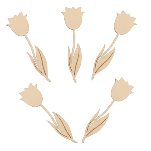 SEWOART 5 Stück Teiliges Unbehandelte Holzblumen Ausschnitte für Diy Kunstprojekte für Basteln und Natürliche für Kreative Ideen von SEWOART