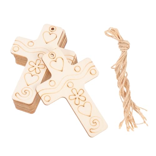 SEWOART 50 Sätze Diy Graffiti Holzscheiben für Handbemalbare Holzchips mit Juteschnur Bastelspielzeuge für Dekoration und Freizeitgestaltung von SEWOART