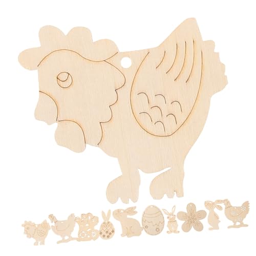 SEWOART 50 Stück Easter Holz Chips Unlackierte Holz Ausschnitte für Bastelarbeiten Hängende Ornamente für Ostern DIY Deko für Familienaktivitäten von SEWOART