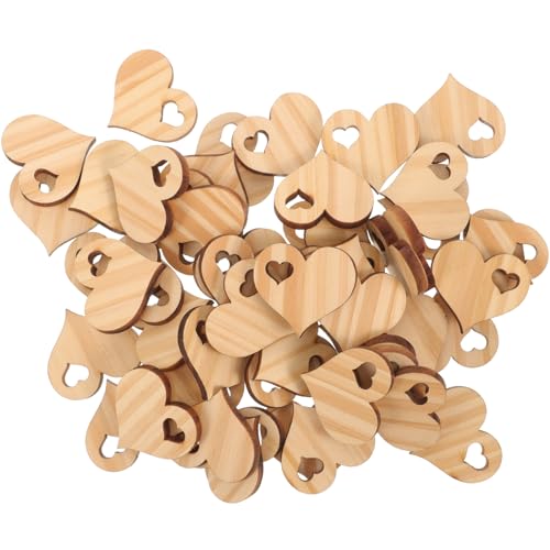 SEWOART 50 Stück Holzherzen zum Basteln DIY Holzherz Anhänger für Valentinstag Hochzeiten und Kreative Dekorationen Große Holzscheiben für Einzigartige Handwerksprojekte von SEWOART