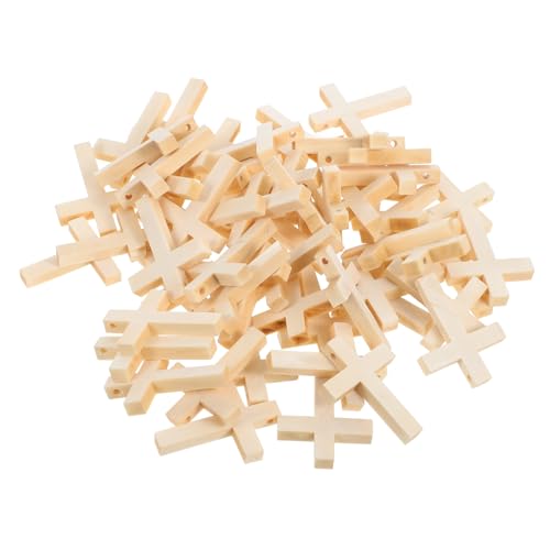 SEWOART 50 Stück Mini Holz Kreuz Anhänger Natürliche Holzperlen für Handwerk Leere Holzkreuze zum Schmuckherstellen für DIY Projekte und Bastelarbeiten von SEWOART