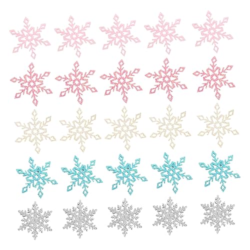 SEWOART 50 Stück Schneeflocken Partygeschenke Mit Glitzer Pailletten Für Mini Ornament Gestanzte Lebkuchenausstecher Zum Backen Klebrige Hände Haarspangen Für Tierchen Kits von SEWOART