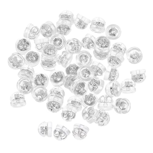 SEWOART 50 Stück Silikon Ohrstecker Verschlüsse Hamburger Ersatz Ohrstopper Silber Farbe Weich Flexibel Komfortabel Für Tropfen Hänger Ohrringe Alltag Gebrauch von SEWOART