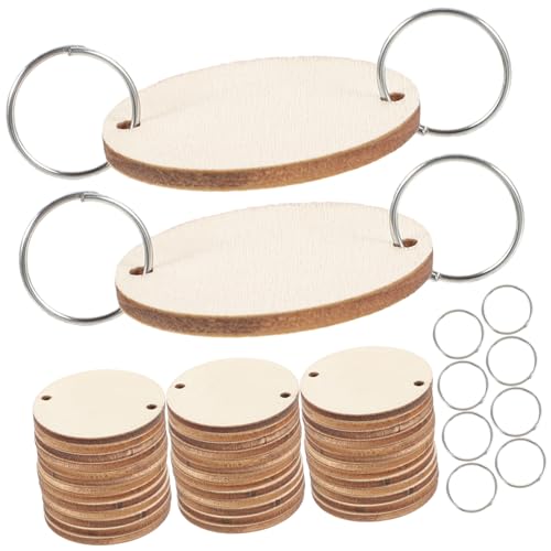 SEWOART 50 Stück Teiliges Set Runde Holzscheiben mit Eisendrahtringen Naturbelassene Holzscheiben für DIY Geburtstags Erinnerungskalender Hängende Holztafeln Kreative Familienwand von SEWOART