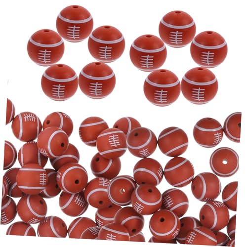 SEWOART 50 Stück Teiliges Silikon Sportperlen Rugby Design DIY Schmuckperlen für Armbänder Halsketten Ohrringe Basteln Sportfan von SEWOART