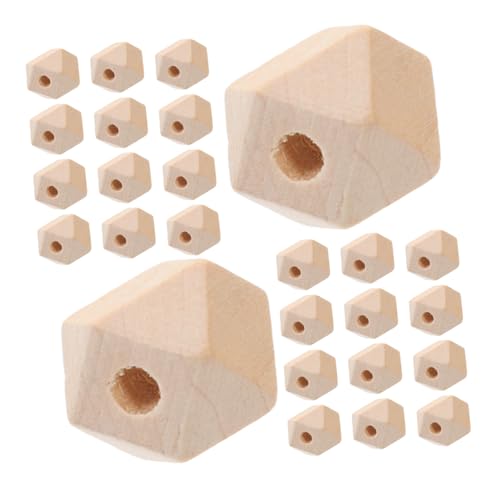 SEWOART 50 Stück Unlackierte Holzperlen Geometrische Sechseckige Facettierte Polygon Perlen aus Langlebigem Holz für DIY Schmuckherstellung Armband Schlüsselanhänger Craft Zubehör von SEWOART