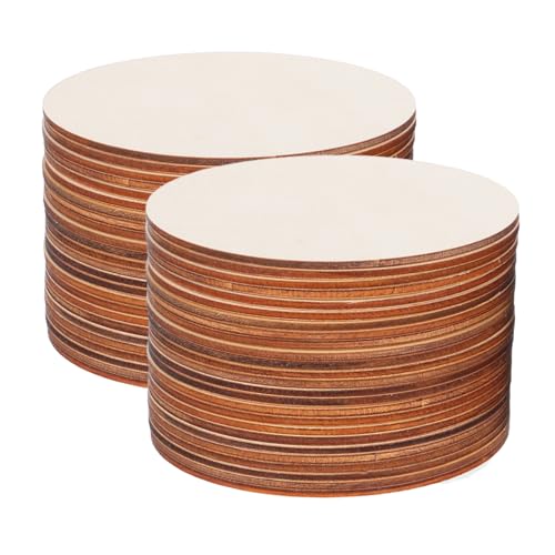SEWOART 50 Stück Unlackierte Holzscheiben Rund Natürliche Holzrundlinge zum Bemalen Gravieren Basteln DIY Kreative Holzscheiben für Heimdekoration Kunsthandwerk von SEWOART