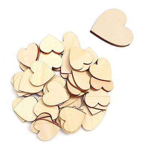 SEWOART 50Stücke Herzförmige Unlackierte Holzscheiben Birkenholz für DIY Bastelarbeiten und Weihnachtsschmuck von SEWOART