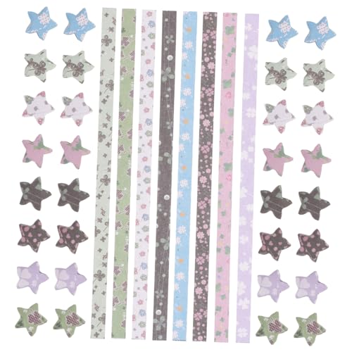 SEWOART 540 Stück Origami Papierstreifen Bunte Sternen Faltpapiere für DIY Basteln Vierblättriges Kleeblatt Design Leicht Handlich für Papiersterne Scrapbooking Kartengestaltung Kreative von SEWOART