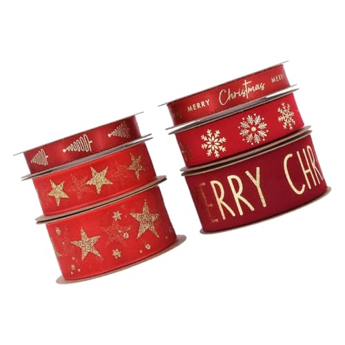 SEWOART 6 Rollen Rotes Glitzer Organza Geschenkband mit Goldenen Akzenten Chiffonbänder für Weihnachtsgeschenke Vielseitig Verwendbar für Festtagsdekoration Party und Hochzeiten von SEWOART