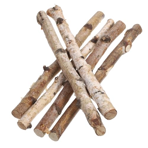 SEWOART 6 Stück Birkenstäbe Wellensittich Treibholz Baum Pizzaofen Holzscheite Rührer Rauchfreie Feuerstelle Dübelstangen Künstlicher Holzbrenner Rauchfreie Holzscheite Für von SEWOART