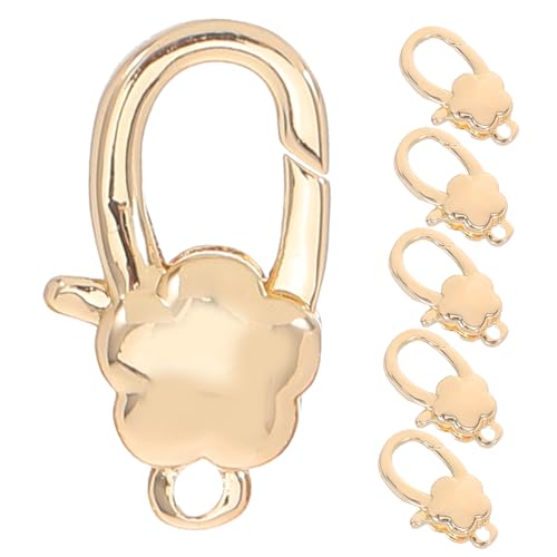 SEWOART 6 Stück Goldfarbene Blumen Lobsterverschlüsse aus Robustem Kupfer Langlebige Schmuckverbinder für DIY Halsketten Armbänder Schlüsselanhänger Einfache Handhabung von SEWOART