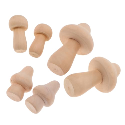 SEWOART 6 Stück Pilzkopf-Anhänger aus Holz Pilze Puppe Miniatur unvollendet klein Natürliche Holzdekoration Holzfiguren Bastelset Pilz DIY Ornamente holzhandwerk selber machen Pilzfiguren von SEWOART