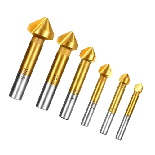 SEWOART 6 Stück Teiliges Kegelsenker Set aus Gehärtetem Stahl Langlebiges Entgratungstool mit Rostfrei für Kunststoff Aluminium Präzises und Entgraten von SEWOART