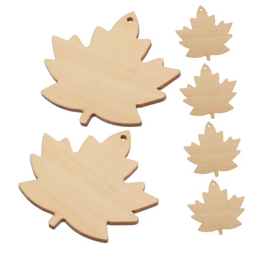 SEWOART 6 Stück Teiliges Naturbelassene Ahornblatt Holzstücke Unbehandelte Herbstdeko zum Basteln Vielseitige DIY Holzanhänger für Sicher für Halloween und Erntedankfest von SEWOART