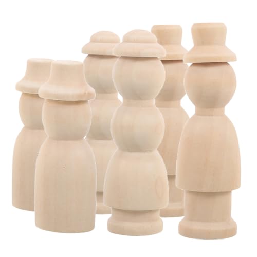 SEWOART 6 Stück Teiliges Unbemalter Holzpuppen zum Bemalen Leichte DIY Holzfiguren für Handwerk Kreative Graffiti Holzpuppen Bruchfest für Kinderbasteln und Wohnungsdekoration von SEWOART