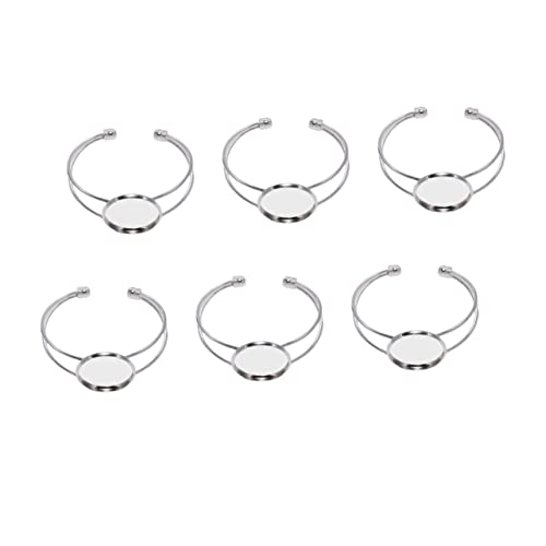 SEWOART 6 Stück Teiliges Y Form Armreif Silber Runde Fassung Kupfer DIY Schmuckherstellung Armband Bastelset für Cabochon und Pendant von SEWOART